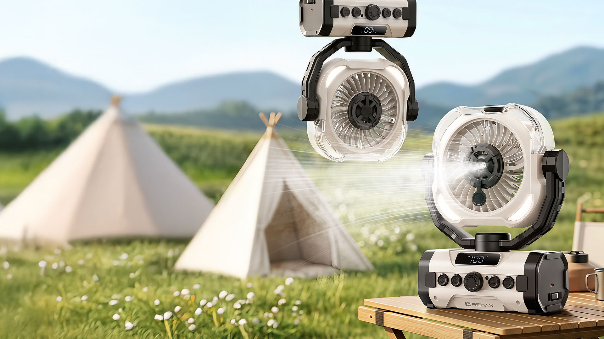 REMAX RS-ZF20 Outdoor Fan Spray Cooling Fan 20000mah Battery 1 image